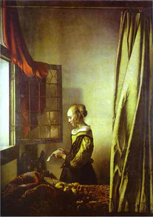 Wikioo.org - Bách khoa toàn thư về mỹ thuật - Vẽ tranh, Tác phẩm nghệ thuật Jan Vermeer - Girl Reading a Letter at an Open Window