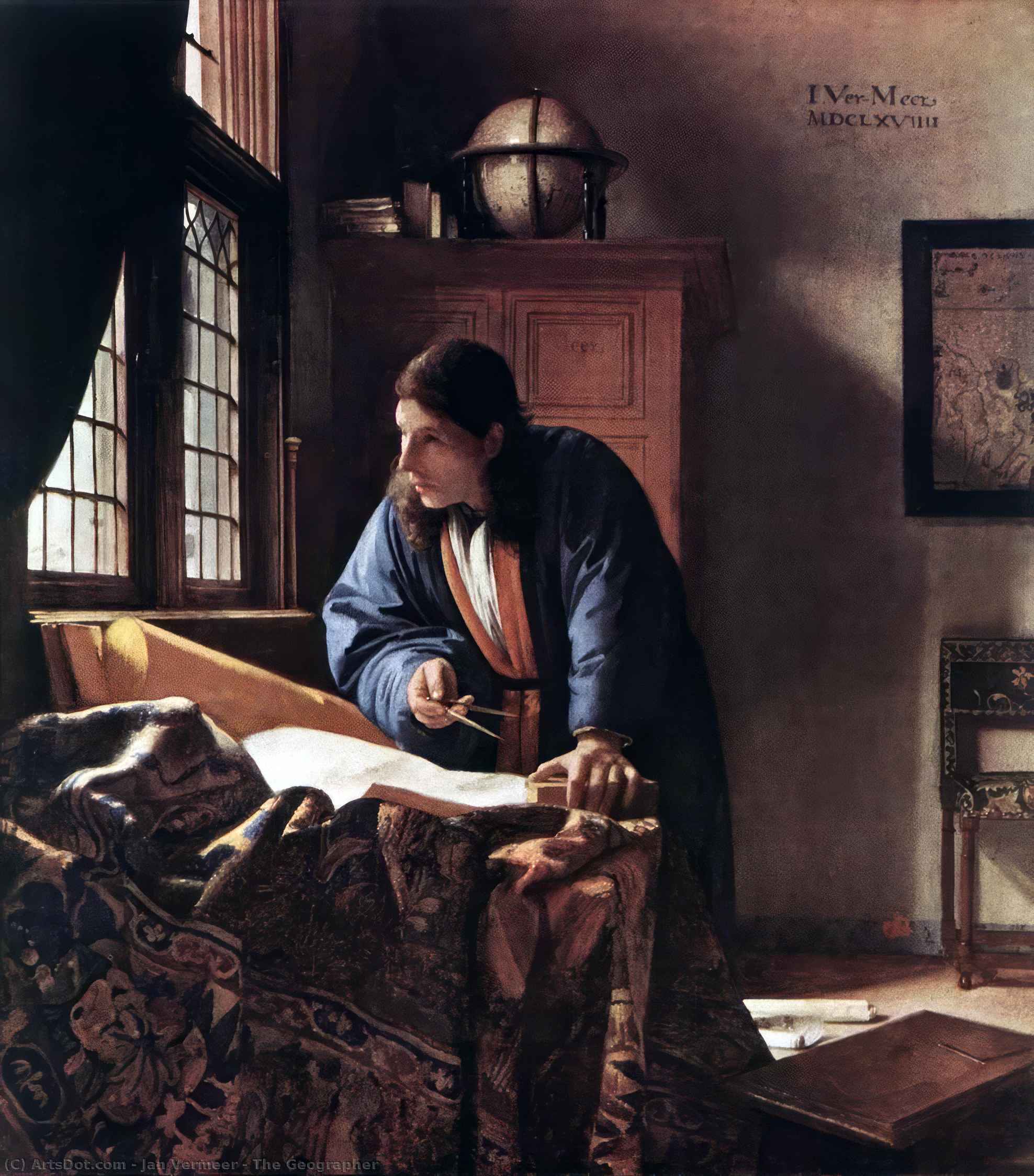 Wikioo.org - The Encyclopedia of Fine Arts - Painting, Artwork by Jan Vermeer - The Geographer