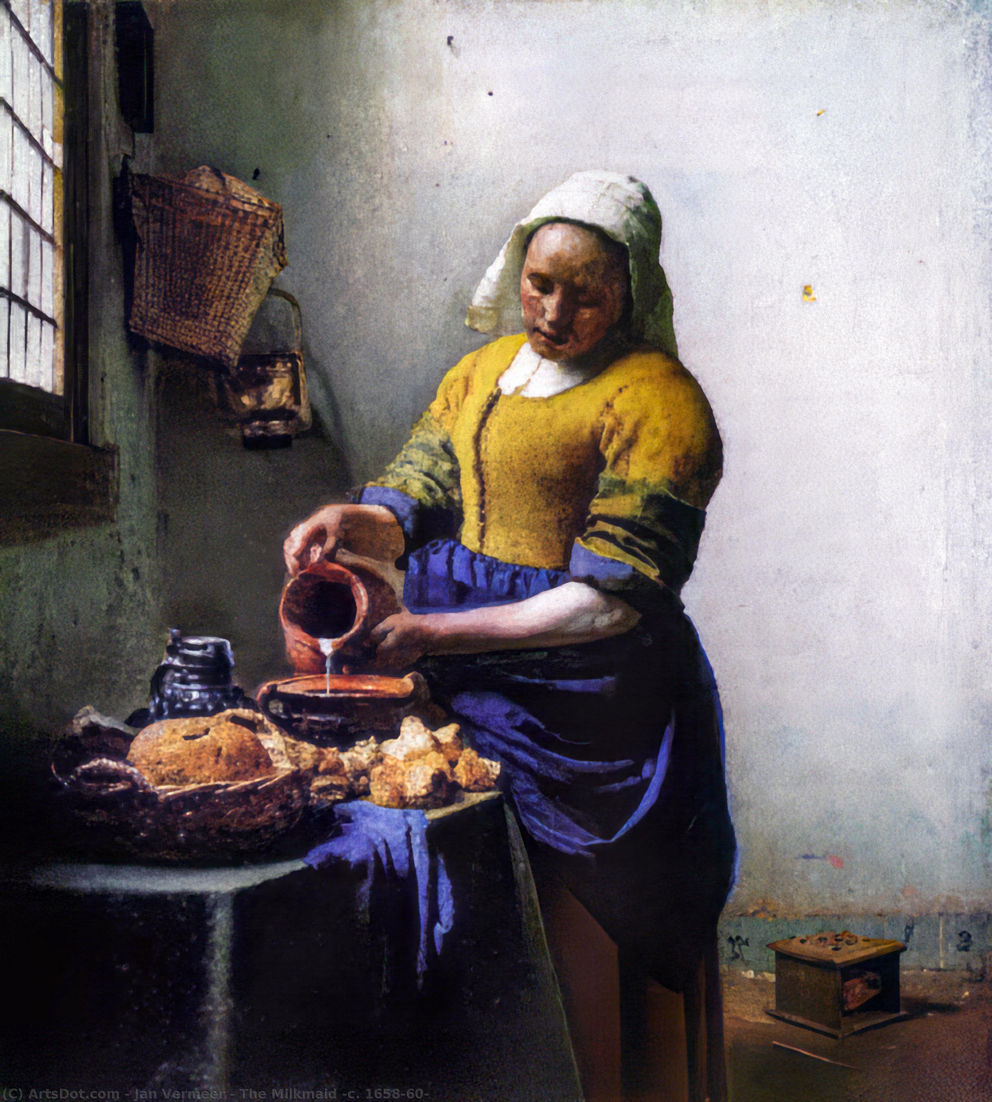 WikiOO.org - Encyclopedia of Fine Arts - Festés, Grafika Jan Vermeer - The Milkmaid [c. 1658-60]