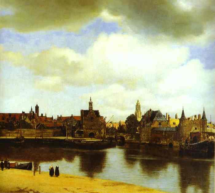 Wikoo.org - موسوعة الفنون الجميلة - اللوحة، العمل الفني Jan Vermeer - View of Delfi