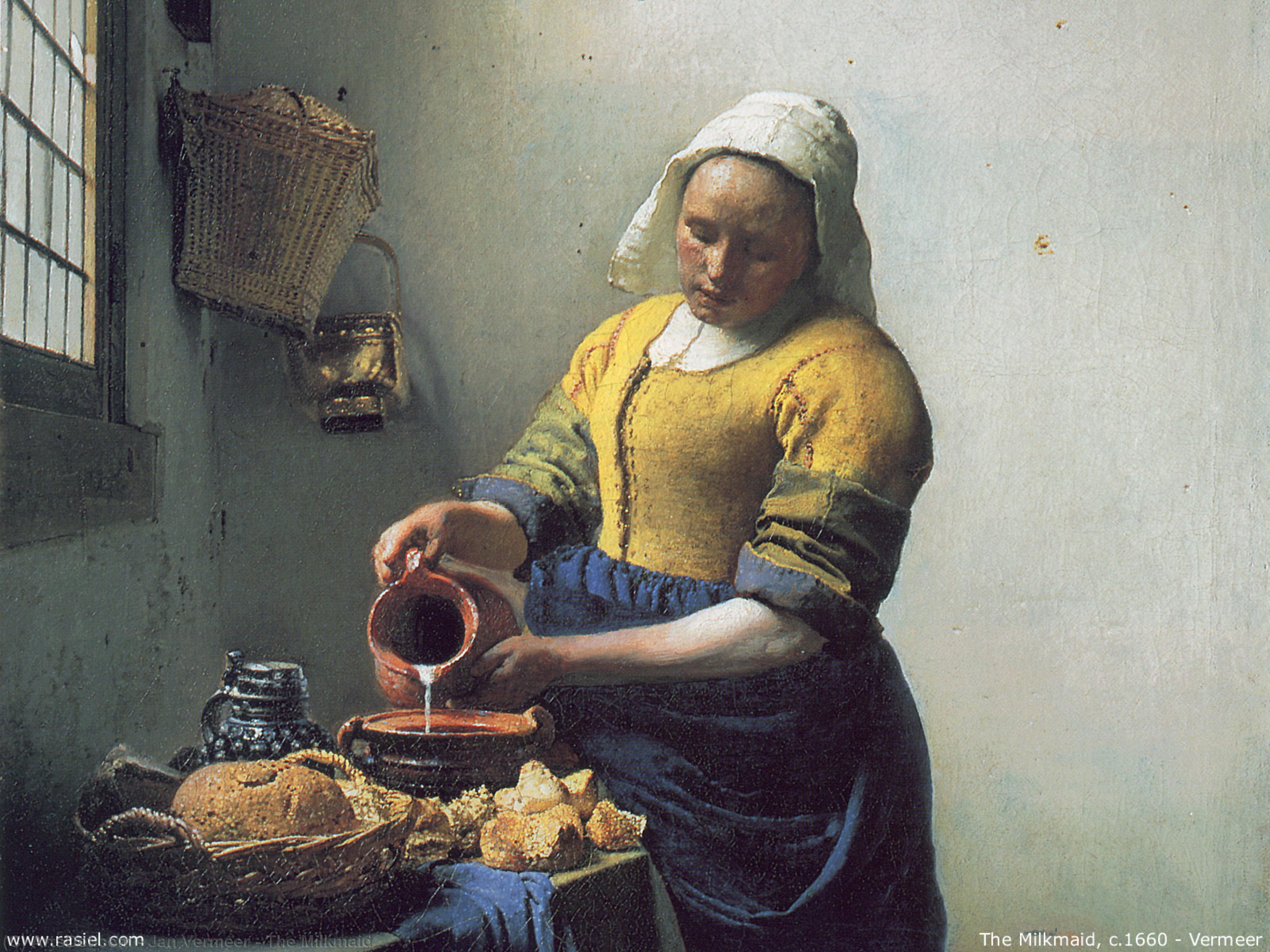 WikiOO.org - 百科事典 - 絵画、アートワーク Jan Vermeer - 牛乳を注ぐ女