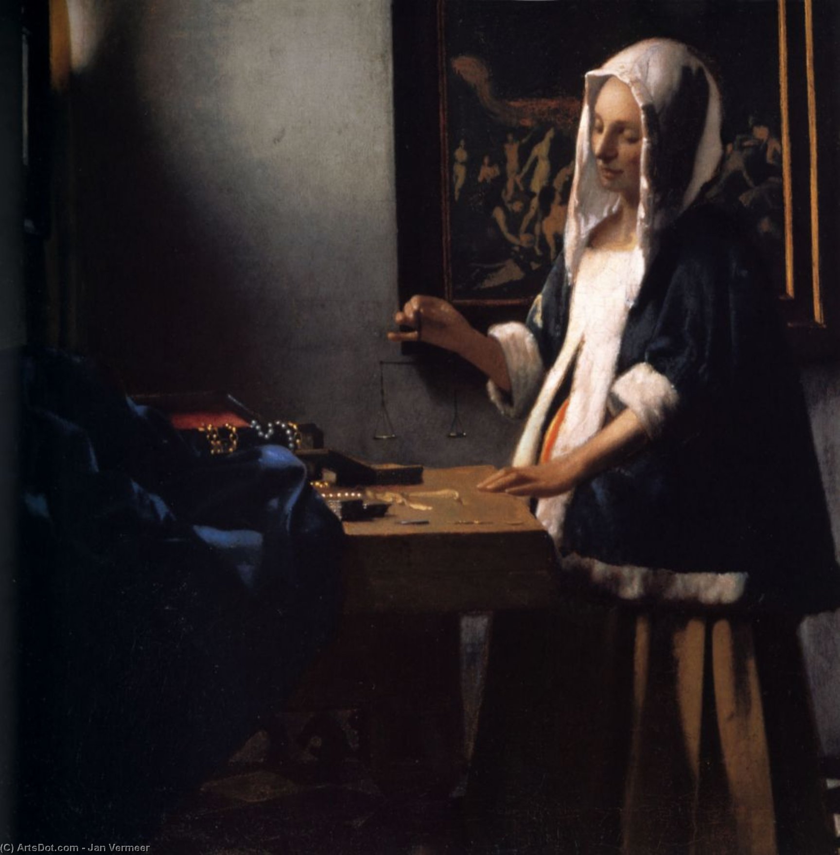WikiOO.org - 백과 사전 - 회화, 삽화 Jan Vermeer - Woman With A Balance