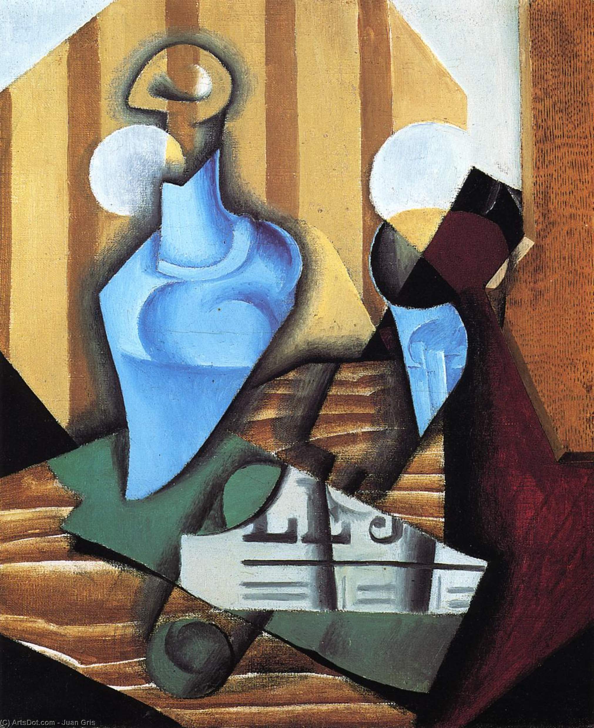 WikiOO.org - Encyclopedia of Fine Arts - Maleri, Artwork Juan Gris - Still Life with Bottle and Glass