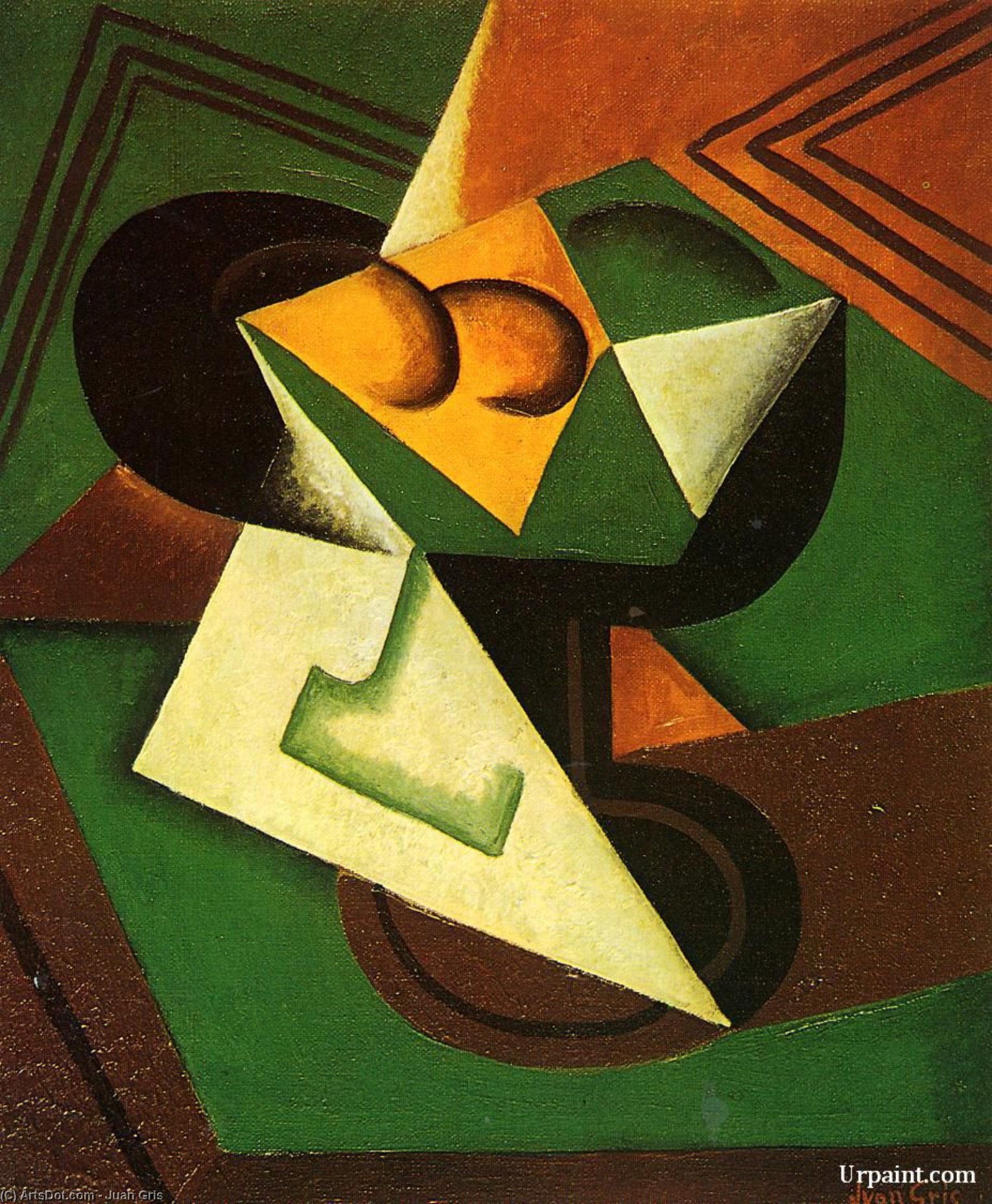 Wikioo.org - The Encyclopedia of Fine Arts - Painting, Artwork by Juan Gris - Fruit Bowl and Fruit