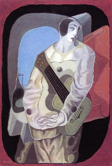 Wikioo.org - The Encyclopedia of Fine Arts - Painting, Artwork by Juan Gris - Pierrot with Guitar