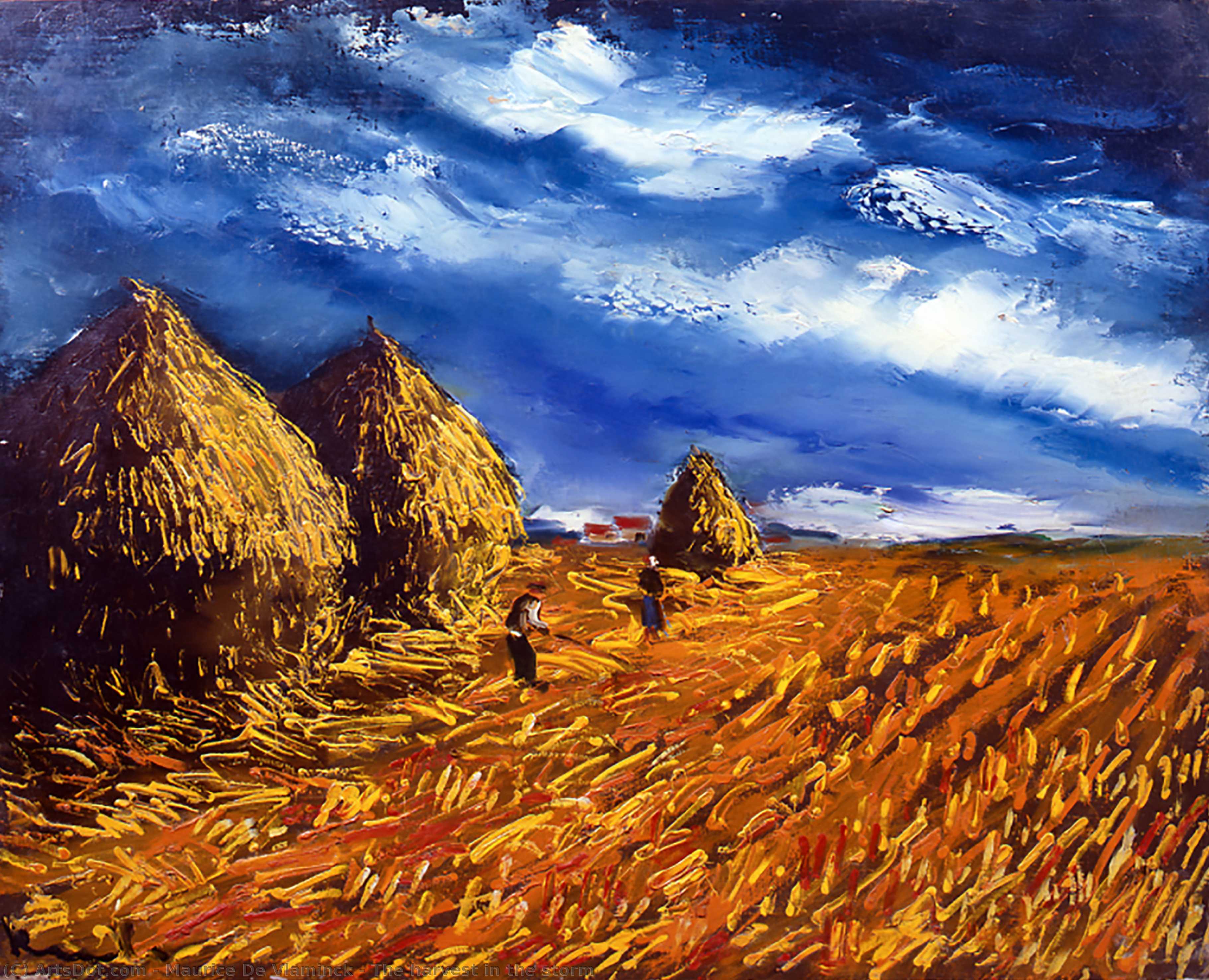 Wikoo.org - موسوعة الفنون الجميلة - اللوحة، العمل الفني Maurice De Vlaminck - The harvest in the storm