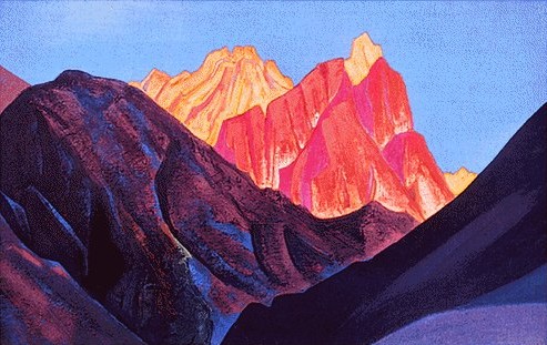 Wikioo.org - The Encyclopedia of Fine Arts - Painting, Artwork by Nicholas Roerich - Himalayas Red Sunset