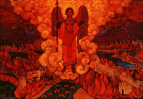 WikiOO.org - Enciklopedija dailės - Tapyba, meno kuriniai Nicholas Roerich - Last Angel 1912