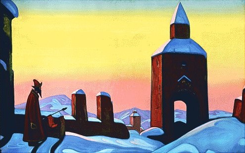 Wikoo.org - موسوعة الفنون الجميلة - اللوحة، العمل الفني Nicholas Roerich - Message to Tiron