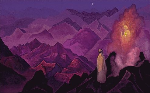 Wikioo.org – La Enciclopedia de las Bellas Artes - Pintura, Obras de arte de Nicholas Roerich - Mohammed en el Monte Hira 1932