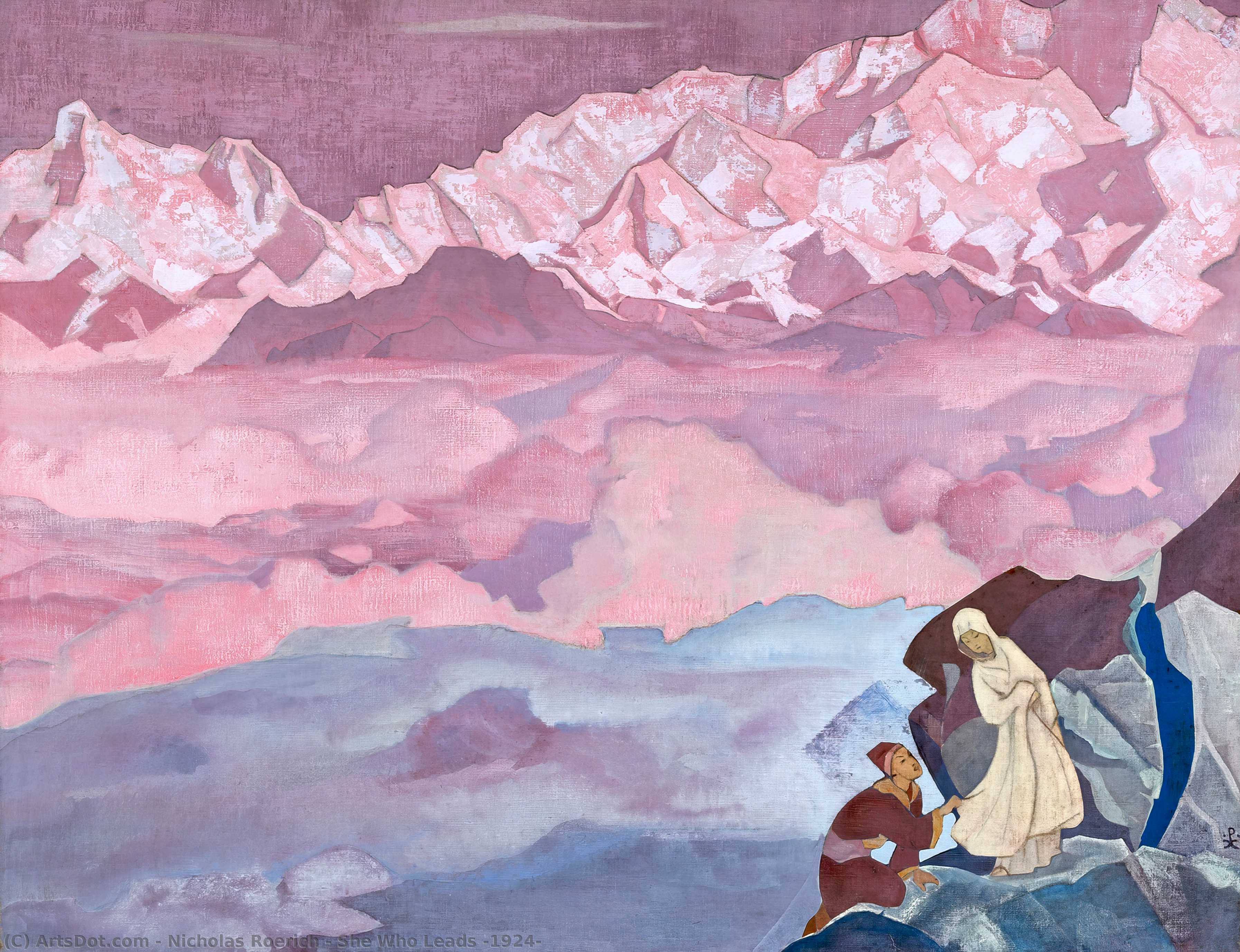 Wikioo.org - Encyklopedia Sztuk Pięknych - Malarstwo, Grafika Nicholas Roerich - She Who Leads 1924