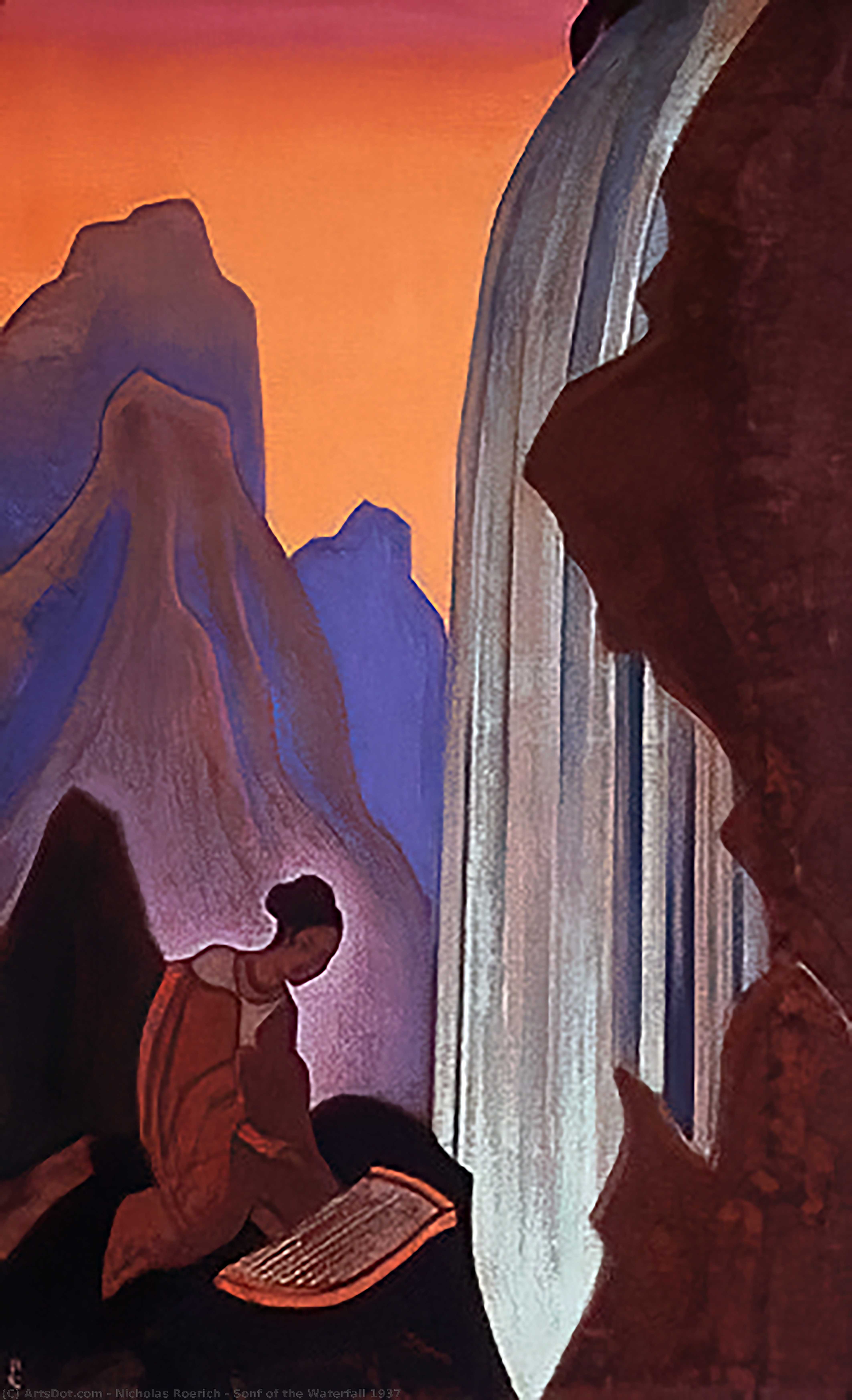 Wikioo.org - The Encyclopedia of Fine Arts - Painting, Artwork by Nicholas Roerich - Sonf of the Waterfall 1937