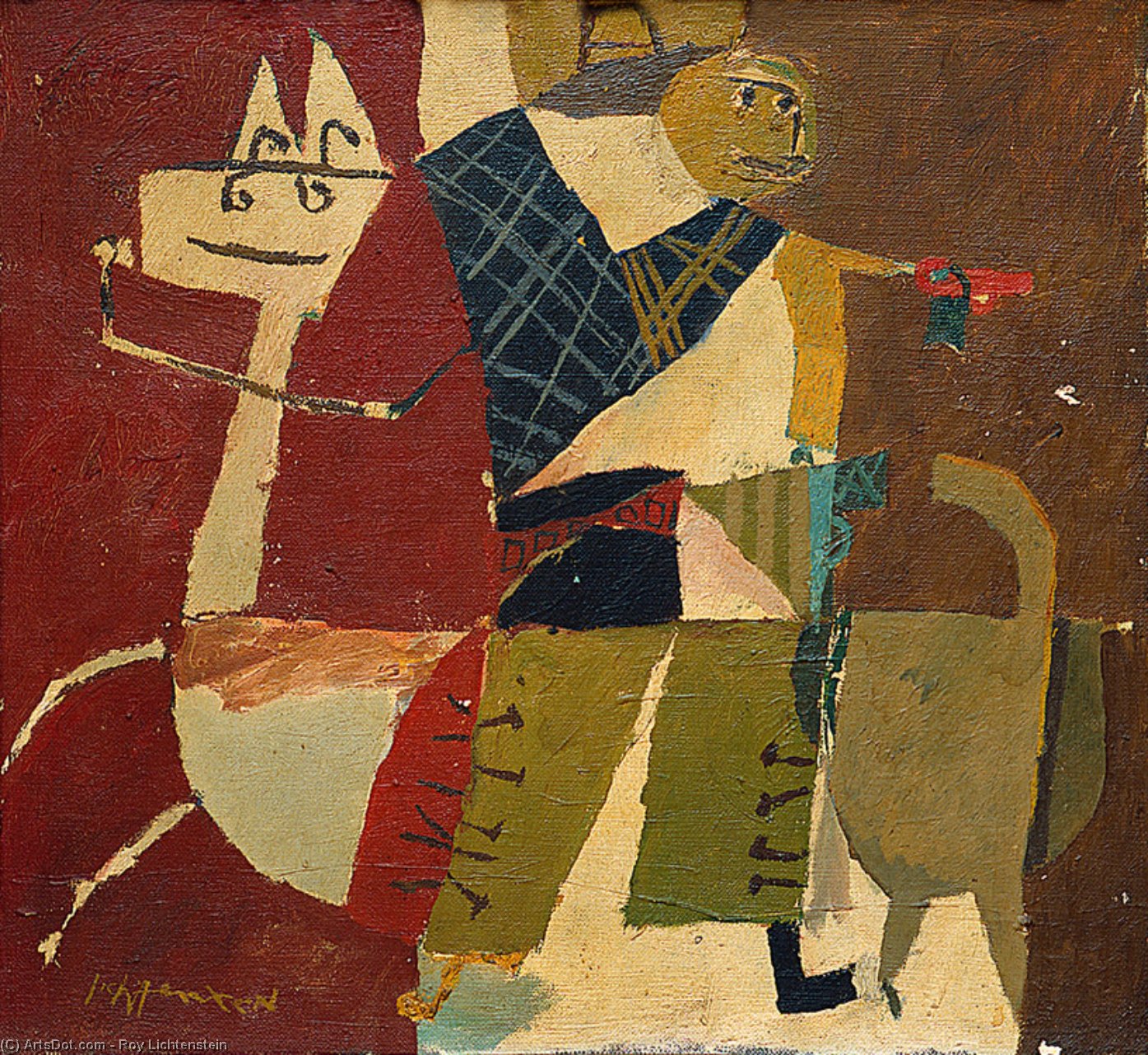 Wikioo.org - Bách khoa toàn thư về mỹ thuật - Vẽ tranh, Tác phẩm nghệ thuật Roy Lichtenstein - Cowboy On Horseback