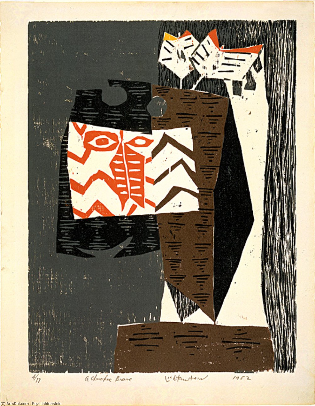 Wikioo.org - สารานุกรมวิจิตรศิลป์ - จิตรกรรม Roy Lichtenstein - A Cherokee Brave