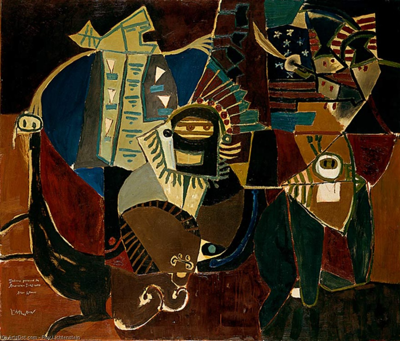 Wikioo.org – L'Enciclopedia delle Belle Arti - Pittura, Opere di Roy Lichtenstein - Indiani perseguito da americani Dragoni Dopo Wimar
