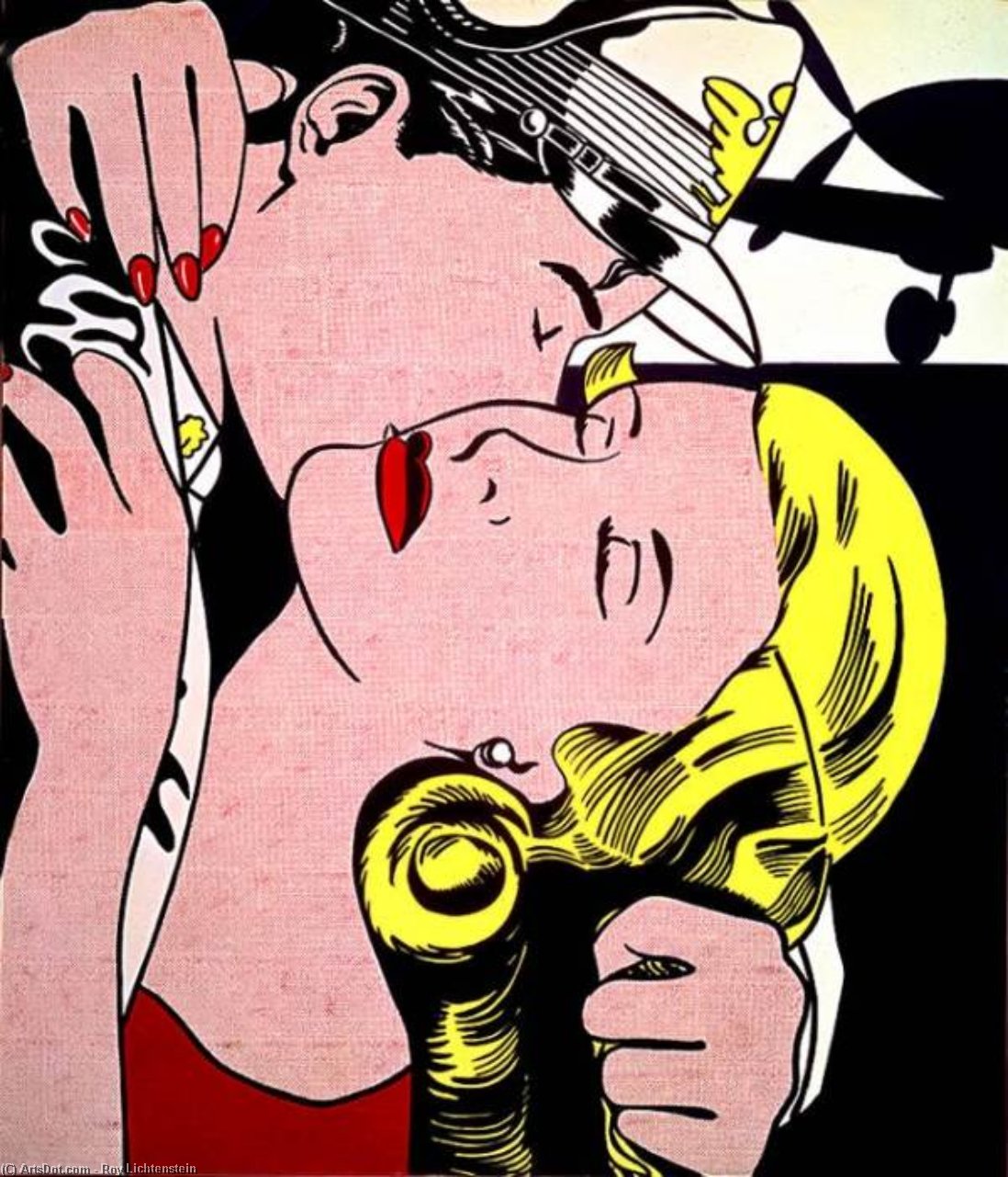 Wikoo.org - موسوعة الفنون الجميلة - اللوحة، العمل الفني Roy Lichtenstein - The kiss