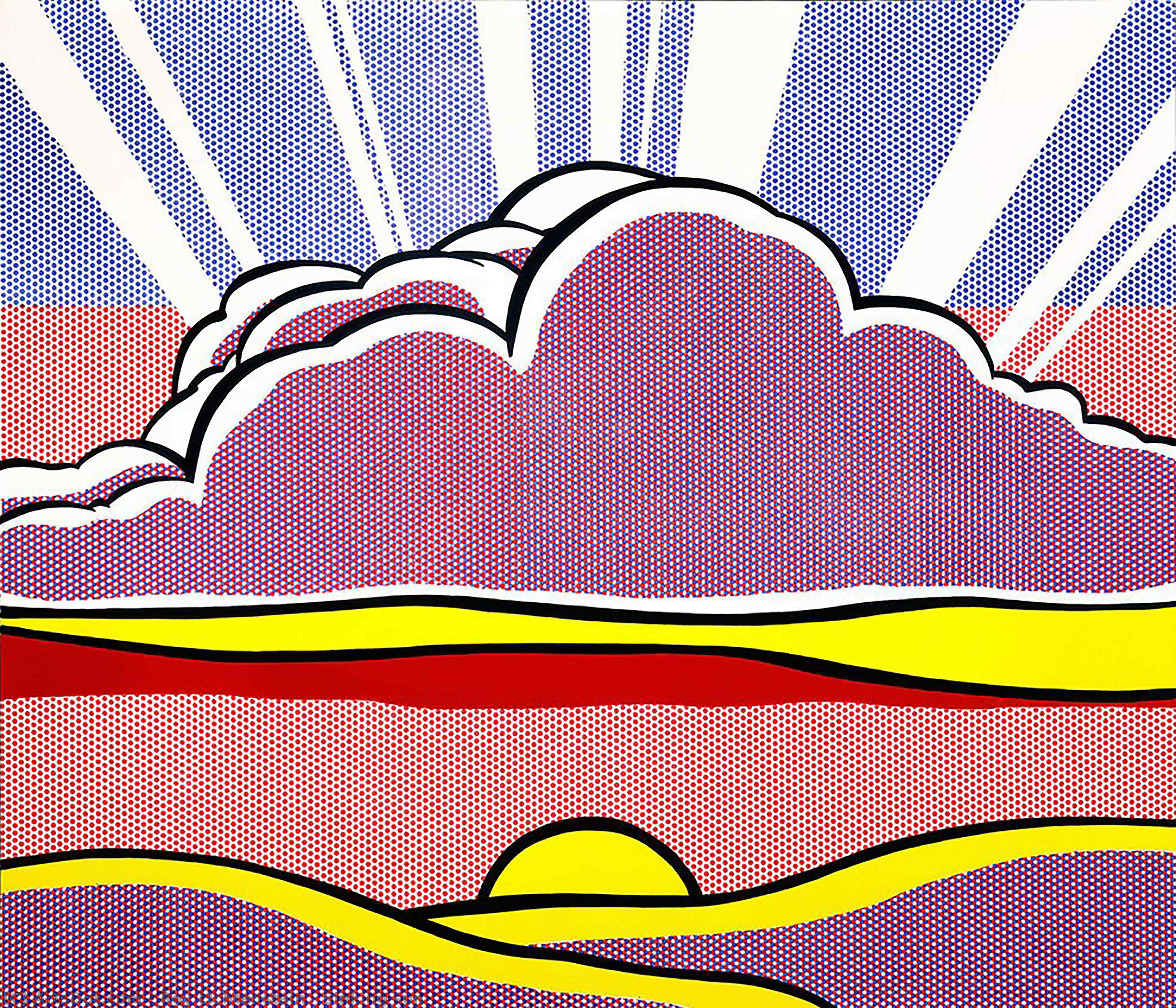 Wikoo.org - موسوعة الفنون الجميلة - اللوحة، العمل الفني Roy Lichtenstein - Sinking sun