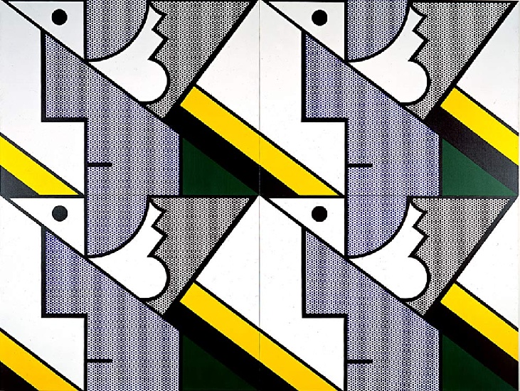 Wikoo.org - موسوعة الفنون الجميلة - اللوحة، العمل الفني Roy Lichtenstein - Modular Painting with Four Panels 8