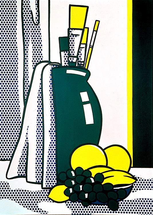 Wikoo.org - موسوعة الفنون الجميلة - اللوحة، العمل الفني Roy Lichtenstein - Still Life with Green Vase