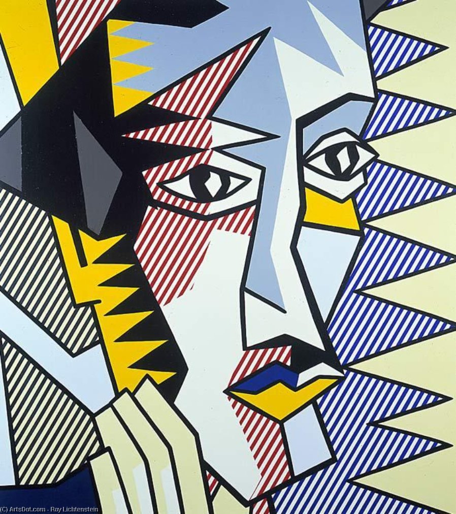 Wikoo.org - موسوعة الفنون الجميلة - اللوحة، العمل الفني Roy Lichtenstein - Expressionist Head 3