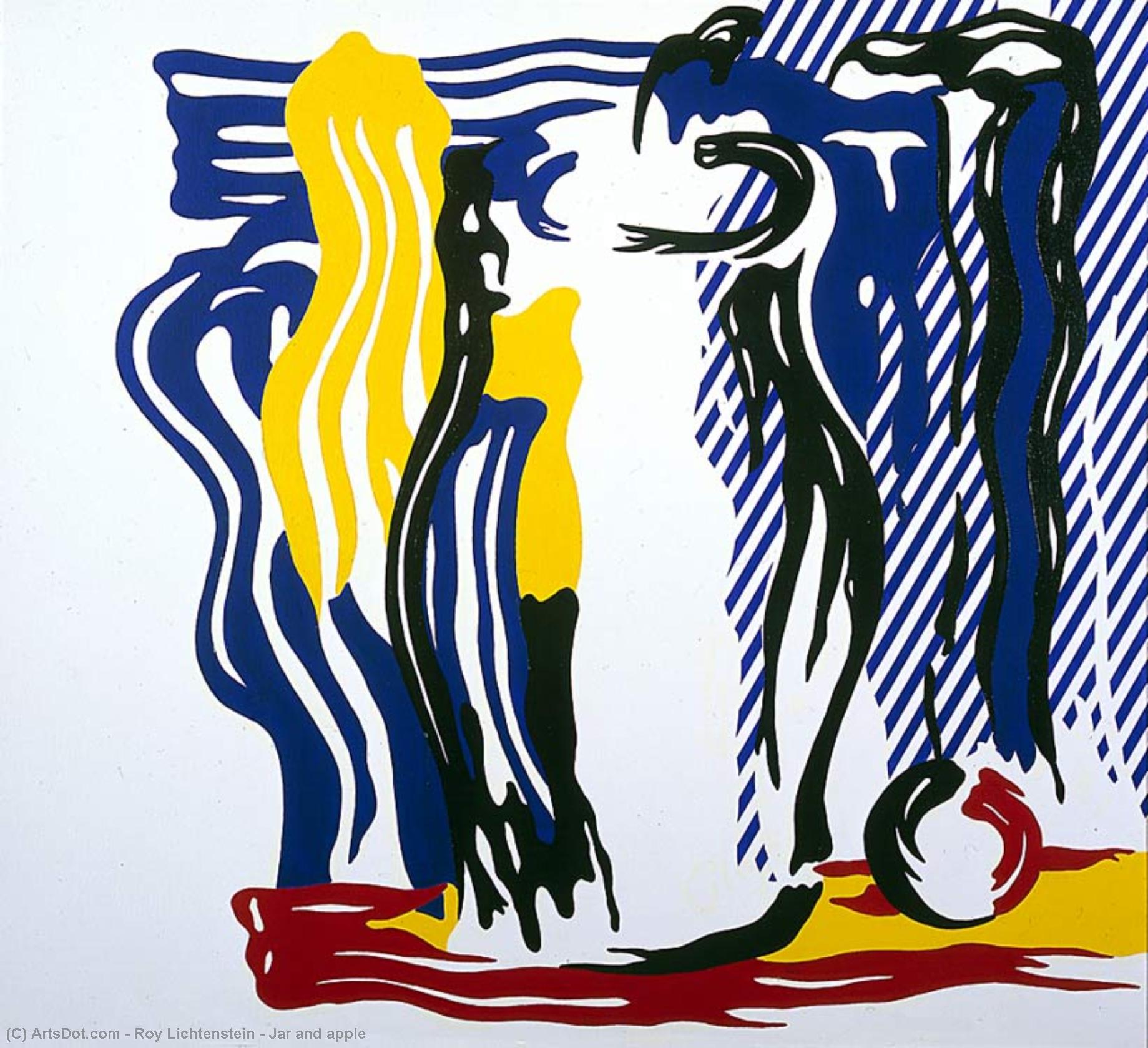 Wikoo.org - موسوعة الفنون الجميلة - اللوحة، العمل الفني Roy Lichtenstein - Jar and apple