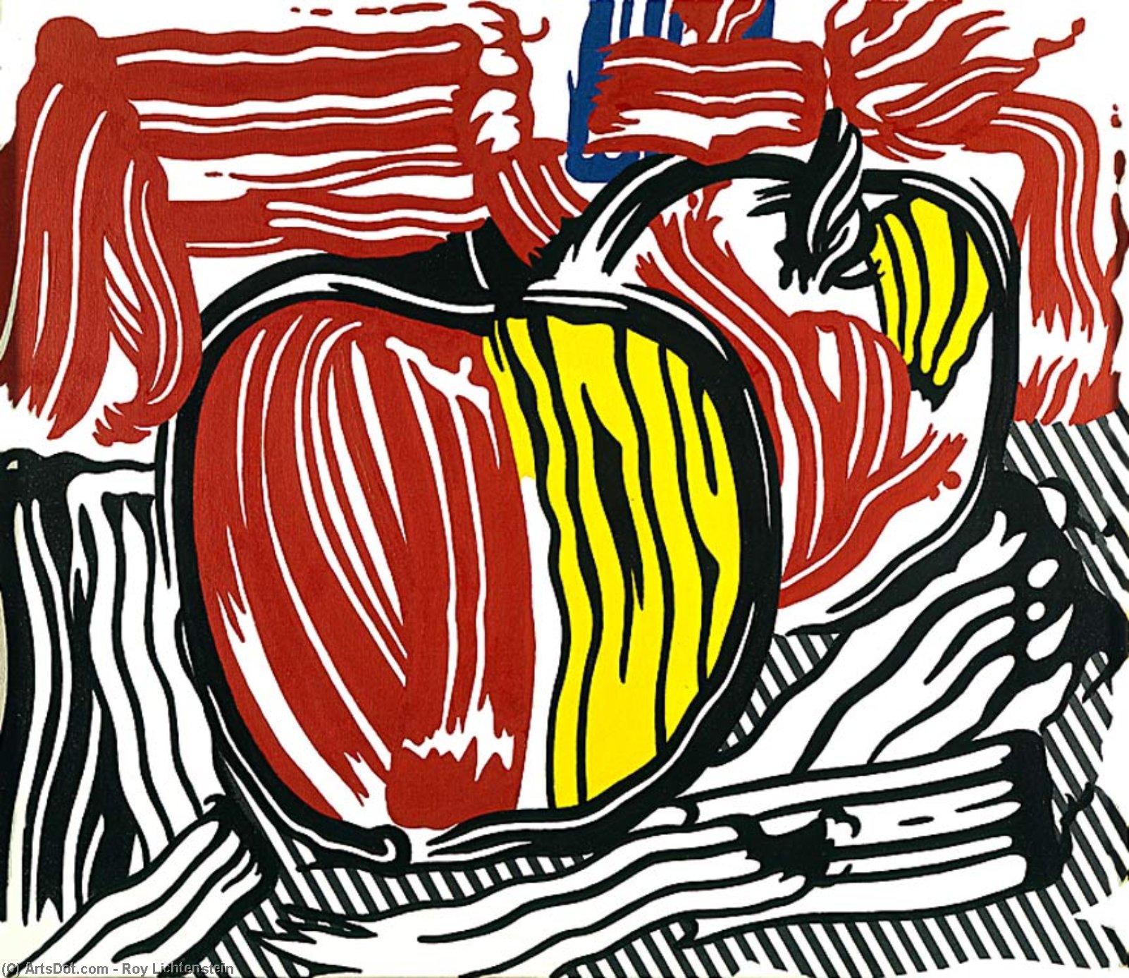 Wikoo.org - موسوعة الفنون الجميلة - اللوحة، العمل الفني Roy Lichtenstein - 2 red and yellow apples