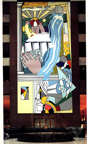 Wikioo.org - The Encyclopedia of Fine Arts - Painting, Artwork by Roy Lichtenstein - Mural with blue brushstroke