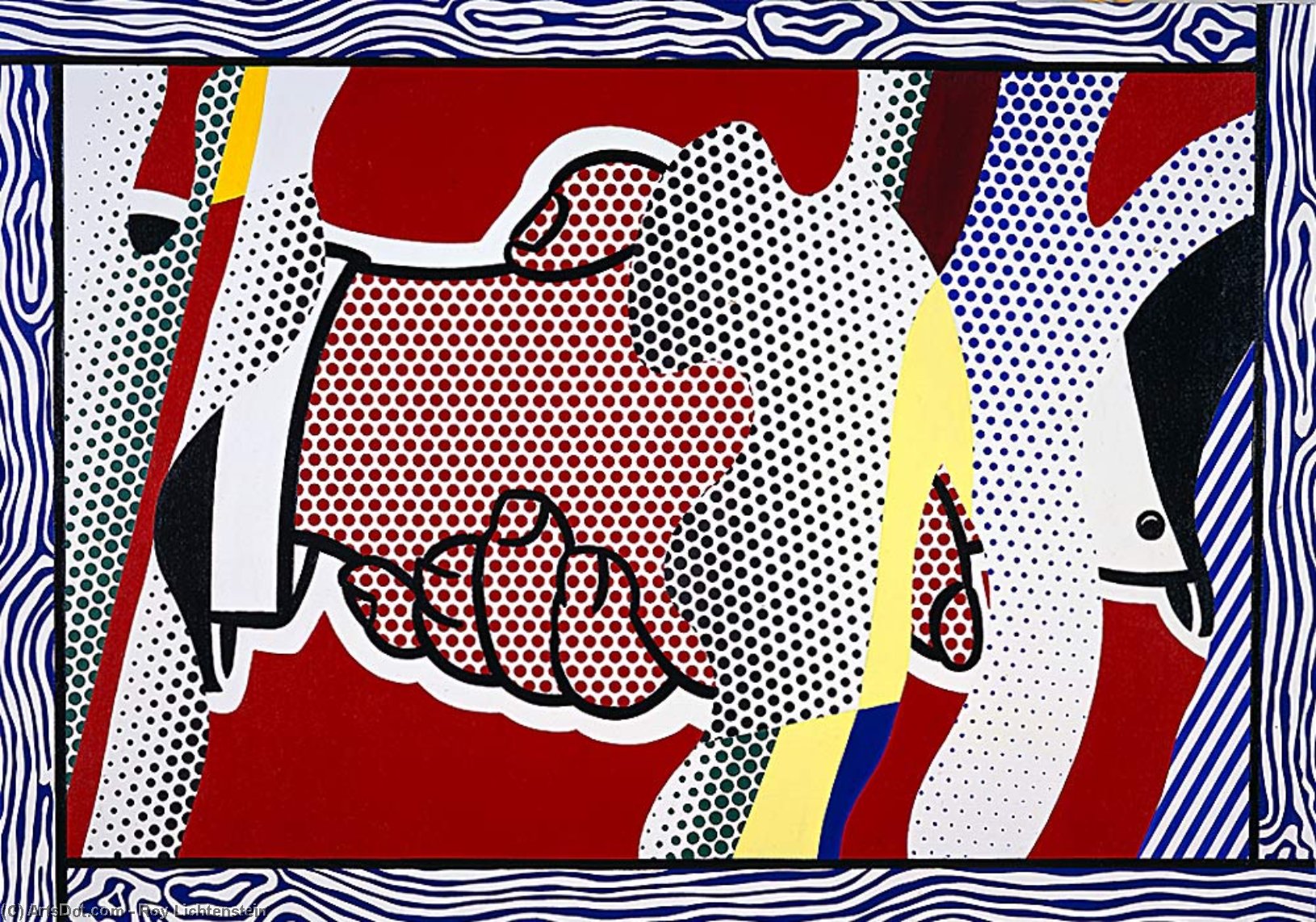 WikiOO.org - Encyclopedia of Fine Arts - Lukisan, Artwork Roy Lichtenstein - Reflections Handshake