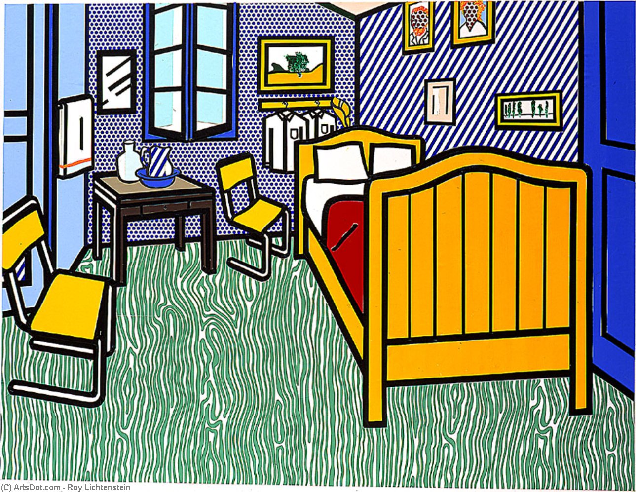Wikoo.org - موسوعة الفنون الجميلة - اللوحة، العمل الفني Roy Lichtenstein - Bedroom at Arles