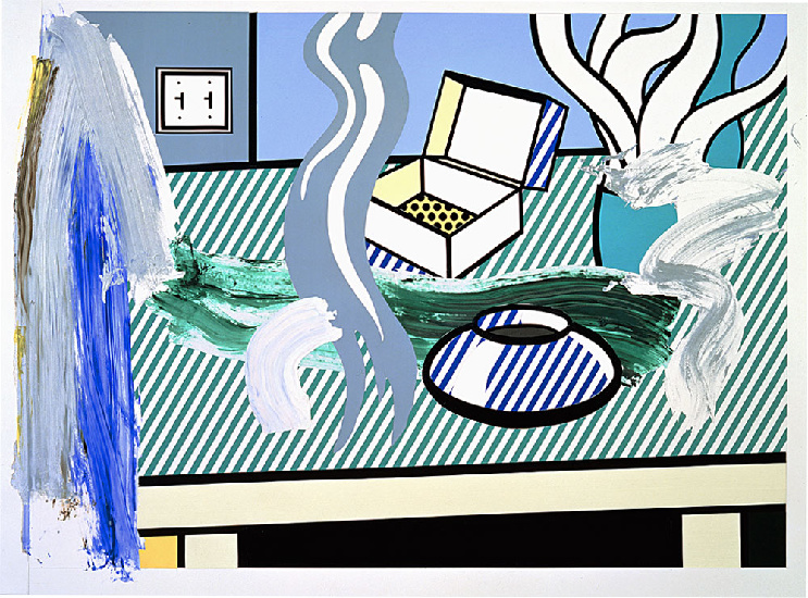 Wikioo.org - The Encyclopedia of Fine Arts - Painting, Artwork by Roy Lichtenstein - Collage for Brushstroke Still Life with Box