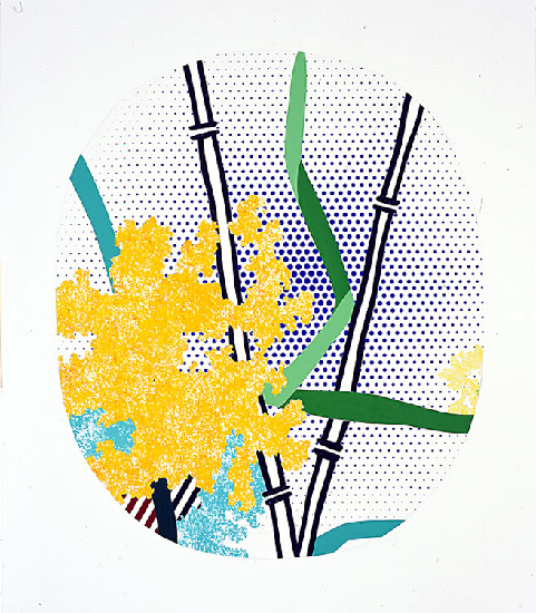 Wikioo.org - The Encyclopedia of Fine Arts - Painting, Artwork by Roy Lichtenstein - Collage for Flower with Bamboo