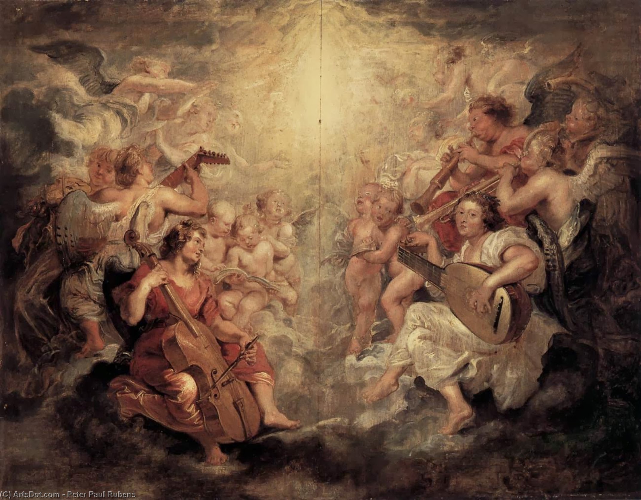 Wikioo.org - The Encyclopedia of Fine Arts - Painting, Artwork by Peter Paul Rubens - Music Making Angels