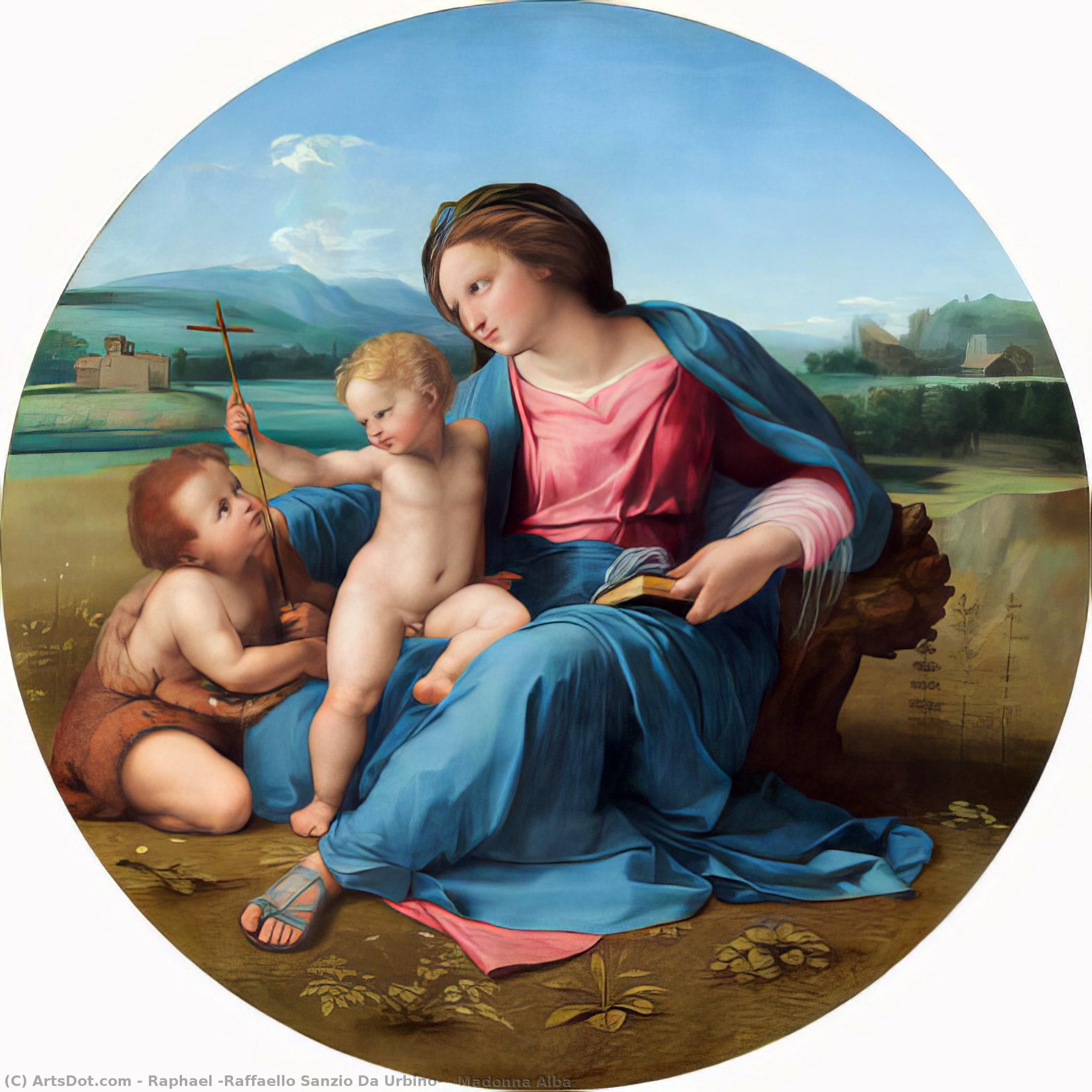 WikiOO.org - אנציקלופדיה לאמנויות יפות - ציור, יצירות אמנות Raphael (Raffaello Sanzio Da Urbino) - Madonna Alba