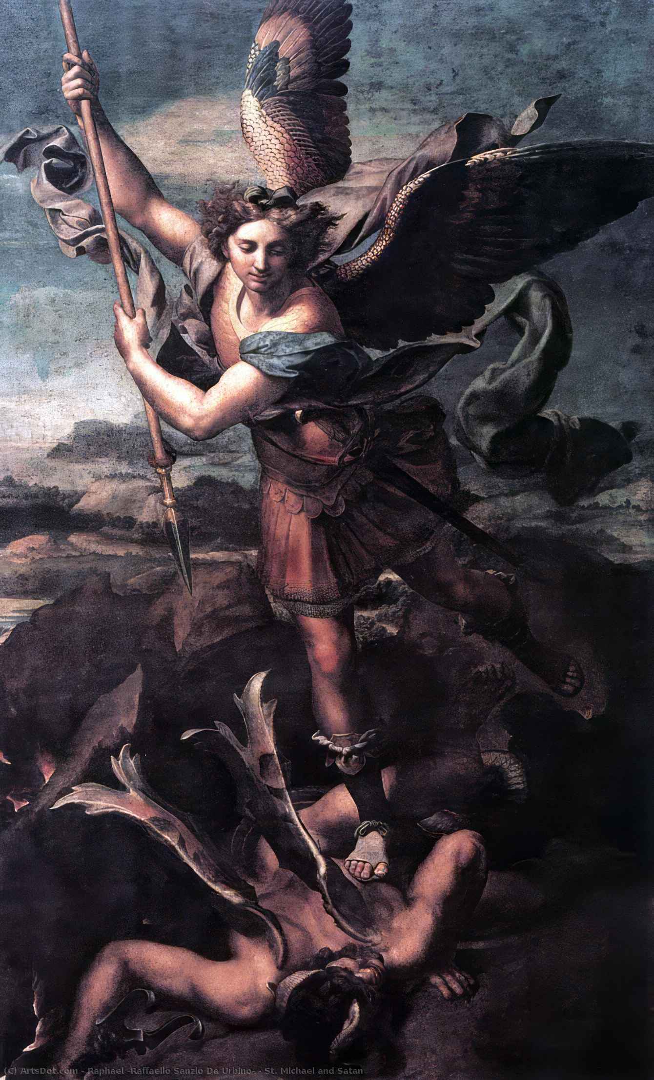 WikiOO.org - Enciclopédia das Belas Artes - Pintura, Arte por Raphael (Raffaello Sanzio Da Urbino) - St. Michael and Satan