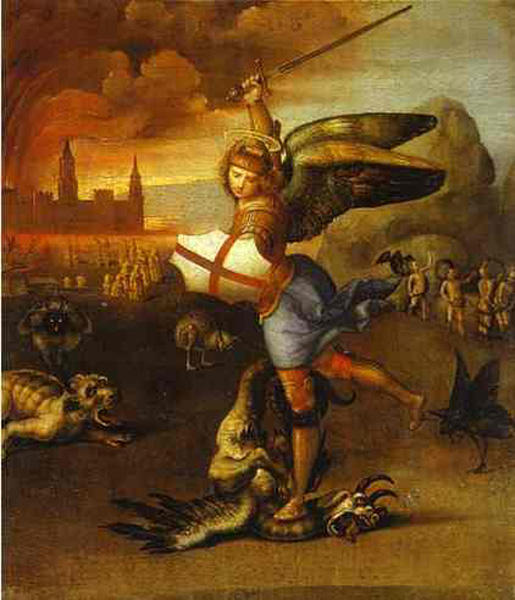 WikiOO.org - Енциклопедия за изящни изкуства - Живопис, Произведения на изкуството Raphael (Raffaello Sanzio Da Urbino) - St. Michael
