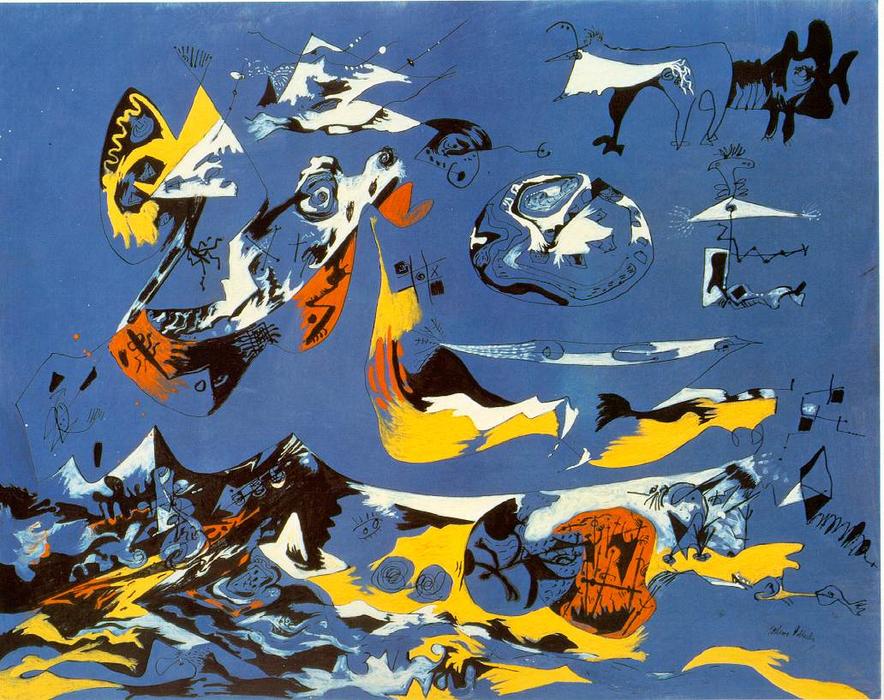 Wikoo.org - موسوعة الفنون الجميلة - اللوحة، العمل الفني Jackson Pollock - Blue (Moby Dick)