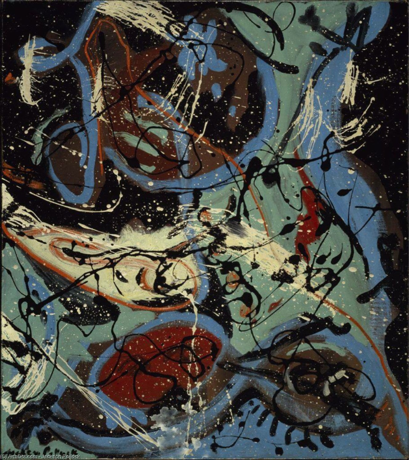 Wikioo.org – La Enciclopedia de las Bellas Artes - Pintura, Obras de arte de Jackson Pollock - Composición con Verter II