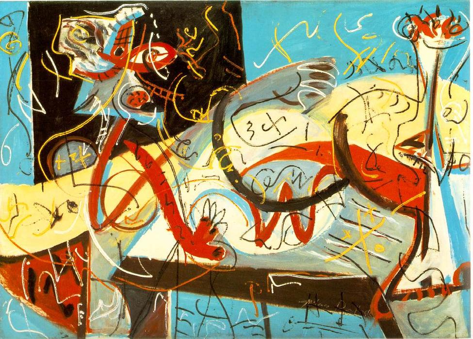 Wikoo.org - موسوعة الفنون الجميلة - اللوحة، العمل الفني Jackson Pollock - Stenographic Figure