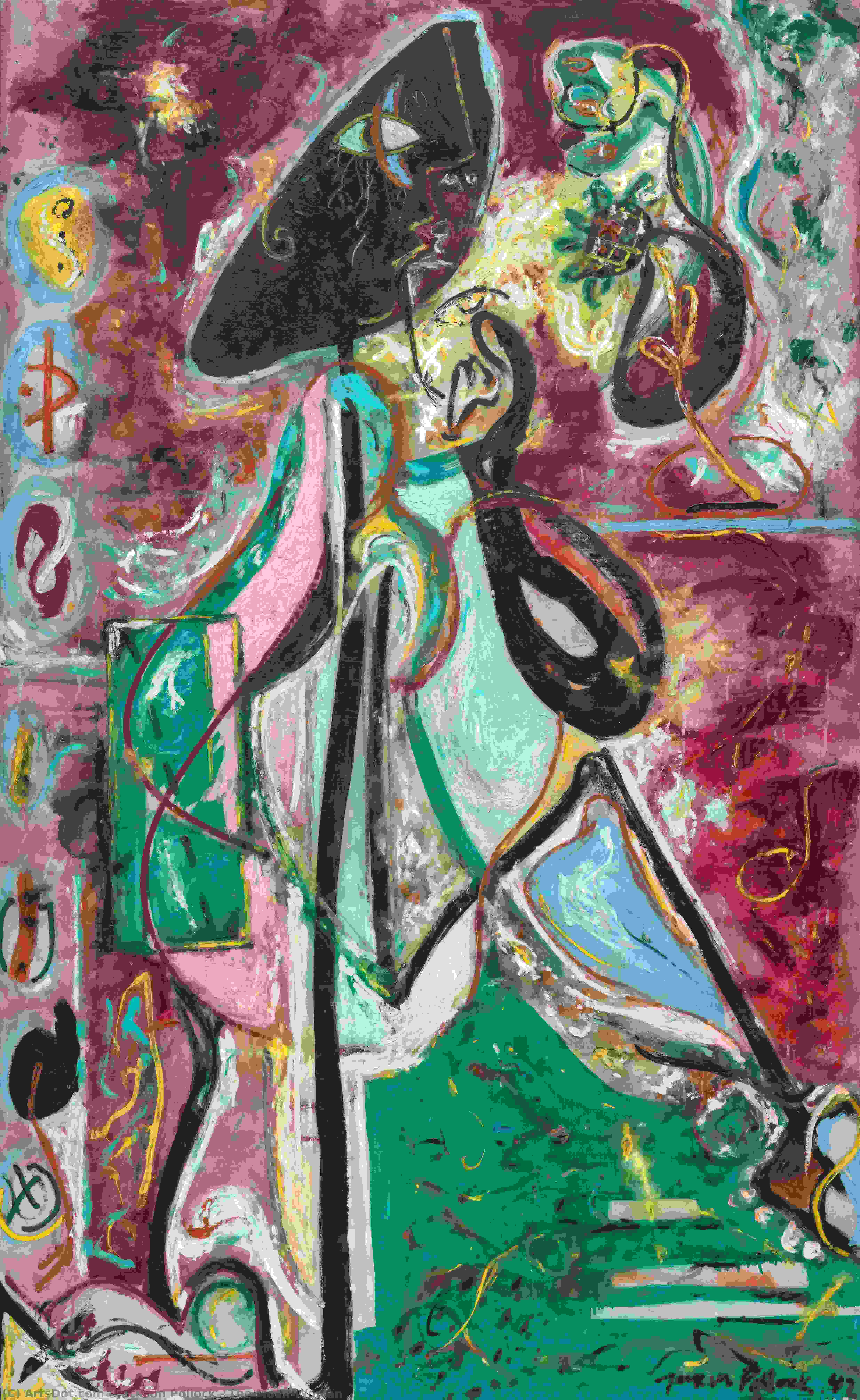 WikiOO.org - Enciklopedija dailės - Tapyba, meno kuriniai Jackson Pollock - The Moon-Woman