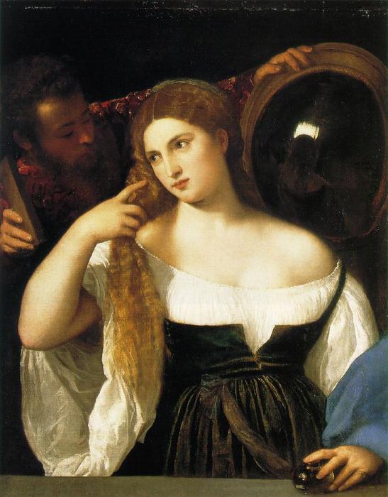 WikiOO.org - Encyclopedia of Fine Arts - Schilderen, Artwork Tiziano Vecellio (Titian) - A Woman at Her Toilet