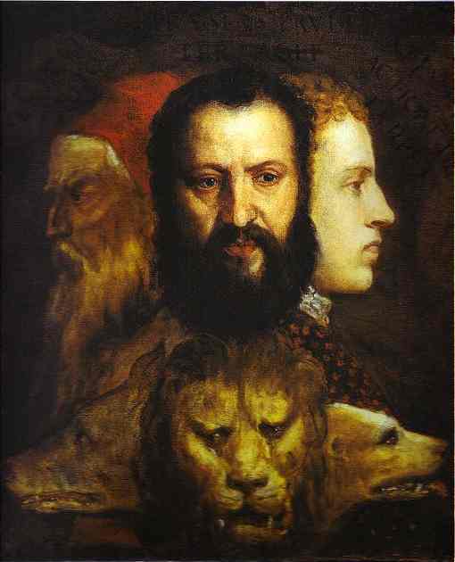 WikiOO.org - Encyclopedia of Fine Arts - Maľba, Artwork Tiziano Vecellio (Titian) - Allegory of Time Governed by Prudence