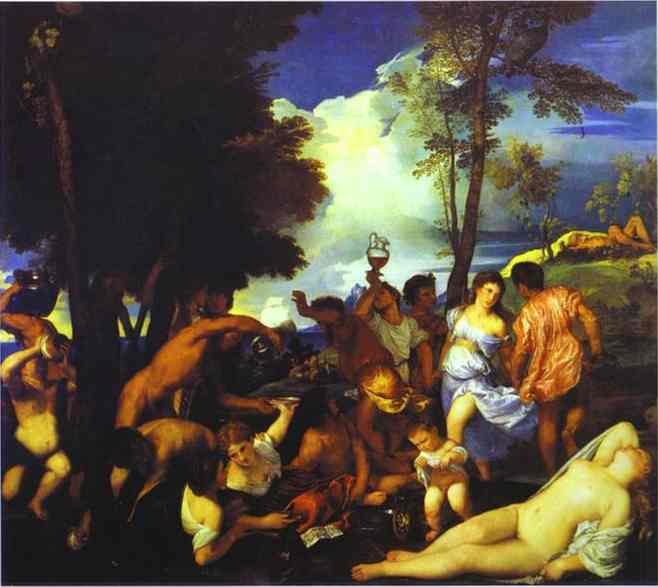 Wikoo.org - موسوعة الفنون الجميلة - اللوحة، العمل الفني Tiziano Vecellio (Titian) - Bacchanal of the Andrians