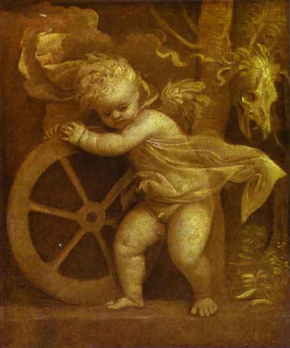 Wikioo.org - The Encyclopedia of Fine Arts - Painting, Artwork by Tiziano Vecellio (Titian) - Cupid with the Wheel of Fortune