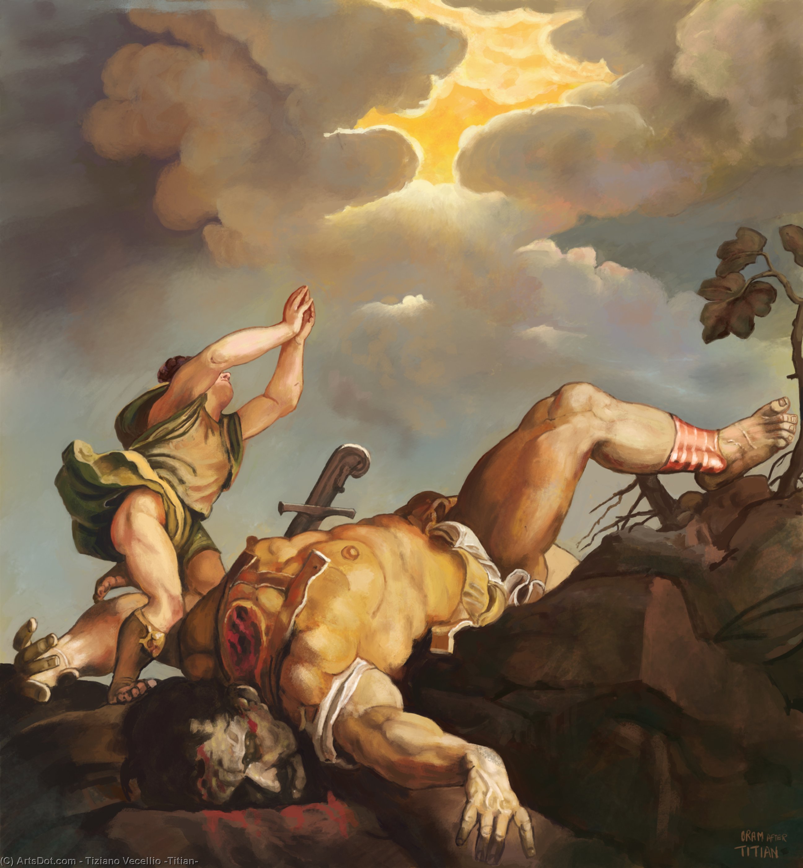 WikiOO.org - Енциклопедия за изящни изкуства - Живопис, Произведения на изкуството Tiziano Vecellio (Titian) - David and Goliath