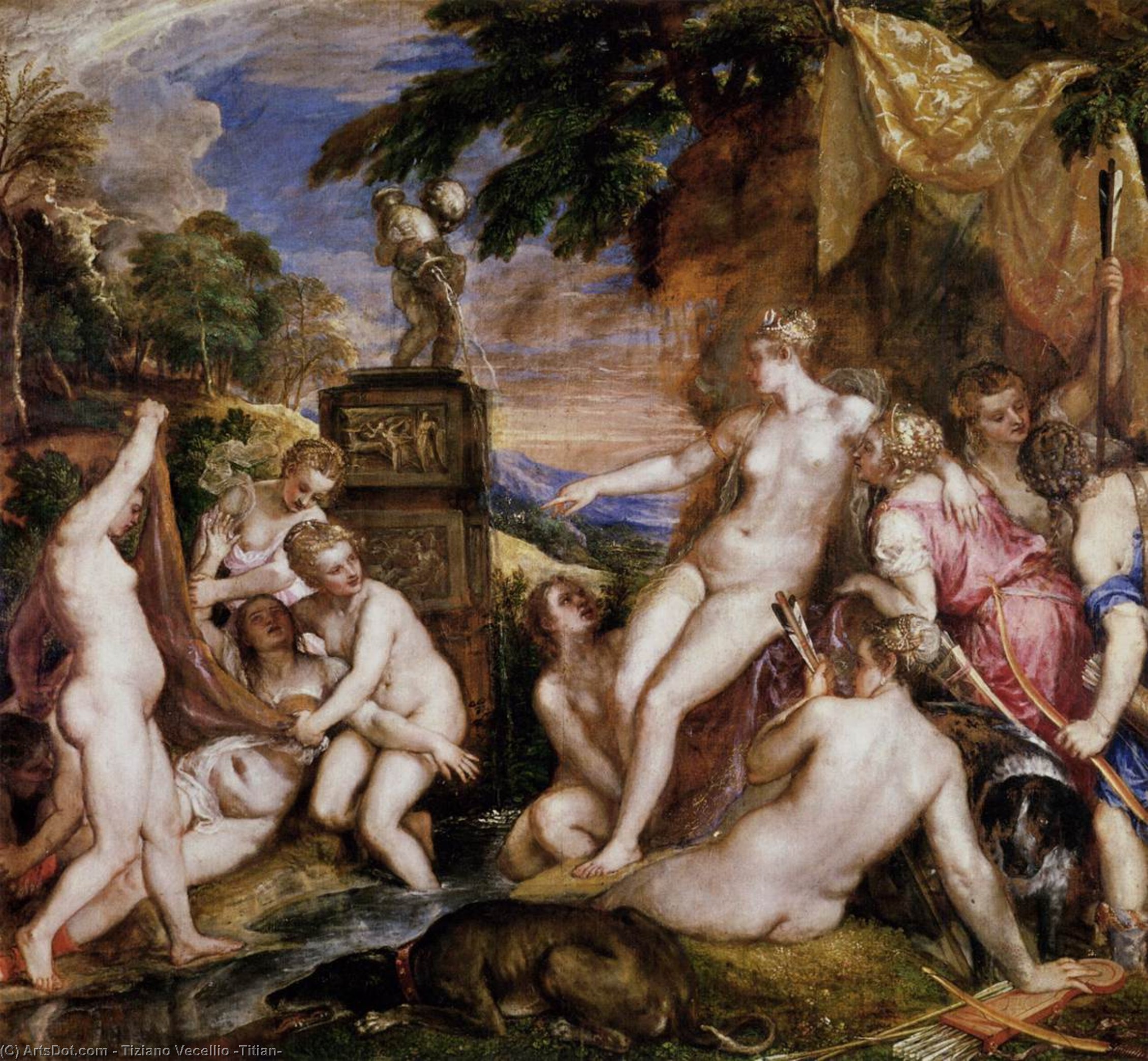 WikiOO.org - Encyclopedia of Fine Arts - Maľba, Artwork Tiziano Vecellio (Titian) - Diana and Callisto