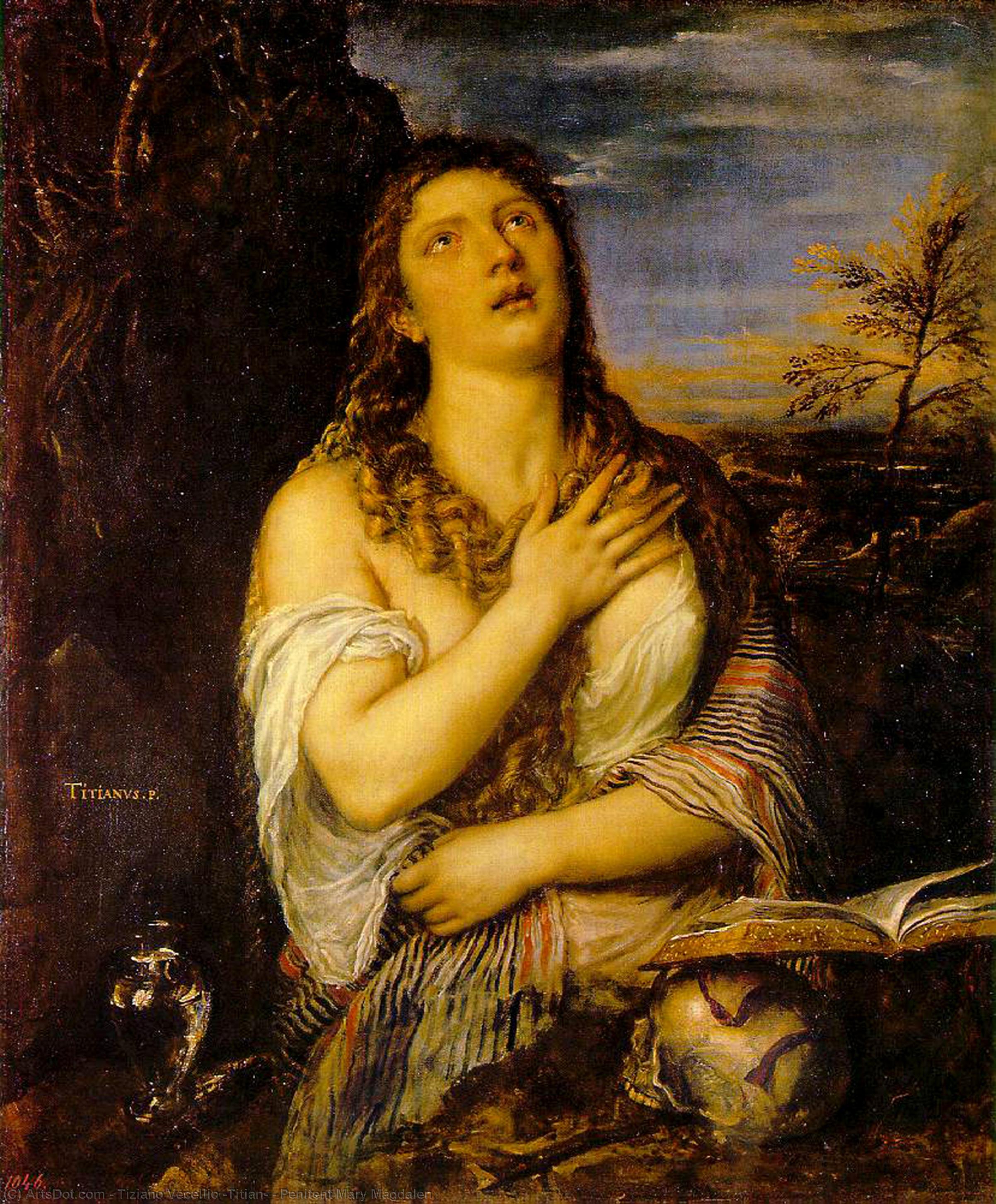 Wikioo.org - Bách khoa toàn thư về mỹ thuật - Vẽ tranh, Tác phẩm nghệ thuật Tiziano Vecellio (Titian) - Penitent Mary Magdalen