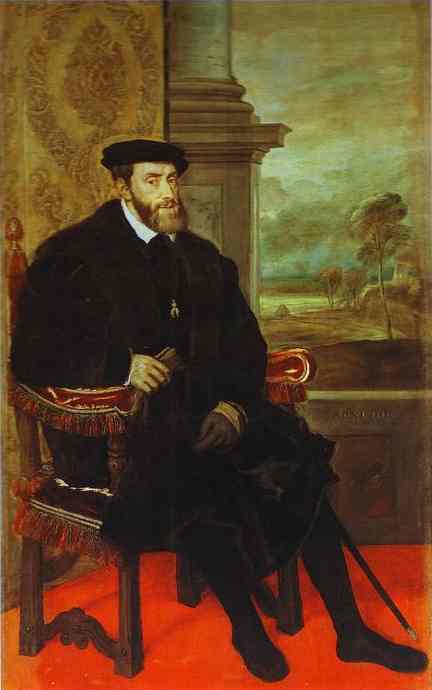 Wikioo.org - The Encyclopedia of Fine Arts - Painting, Artwork by Tiziano Vecellio (Titian) - Portrait of Emperor Charles V Seated