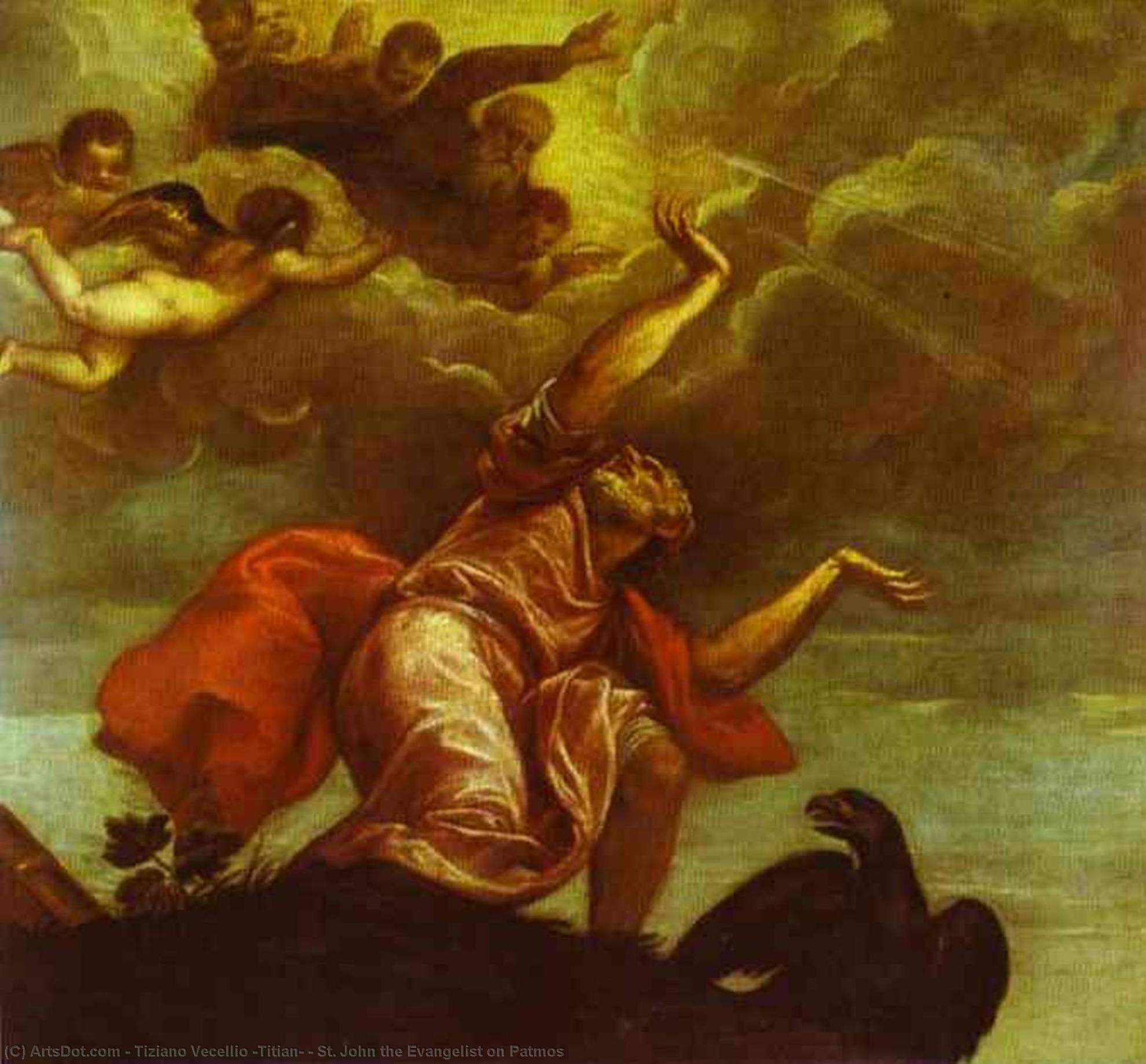 Wikioo.org – L'Encyclopédie des Beaux Arts - Peinture, Oeuvre de Tiziano Vecellio (Titian) - St . jean l évangéliste sur patmos