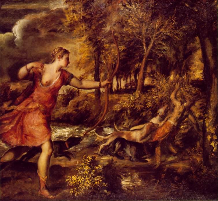 WikiOO.org - Enciclopédia das Belas Artes - Pintura, Arte por Tiziano Vecellio (Titian) - The Death of Actaeon