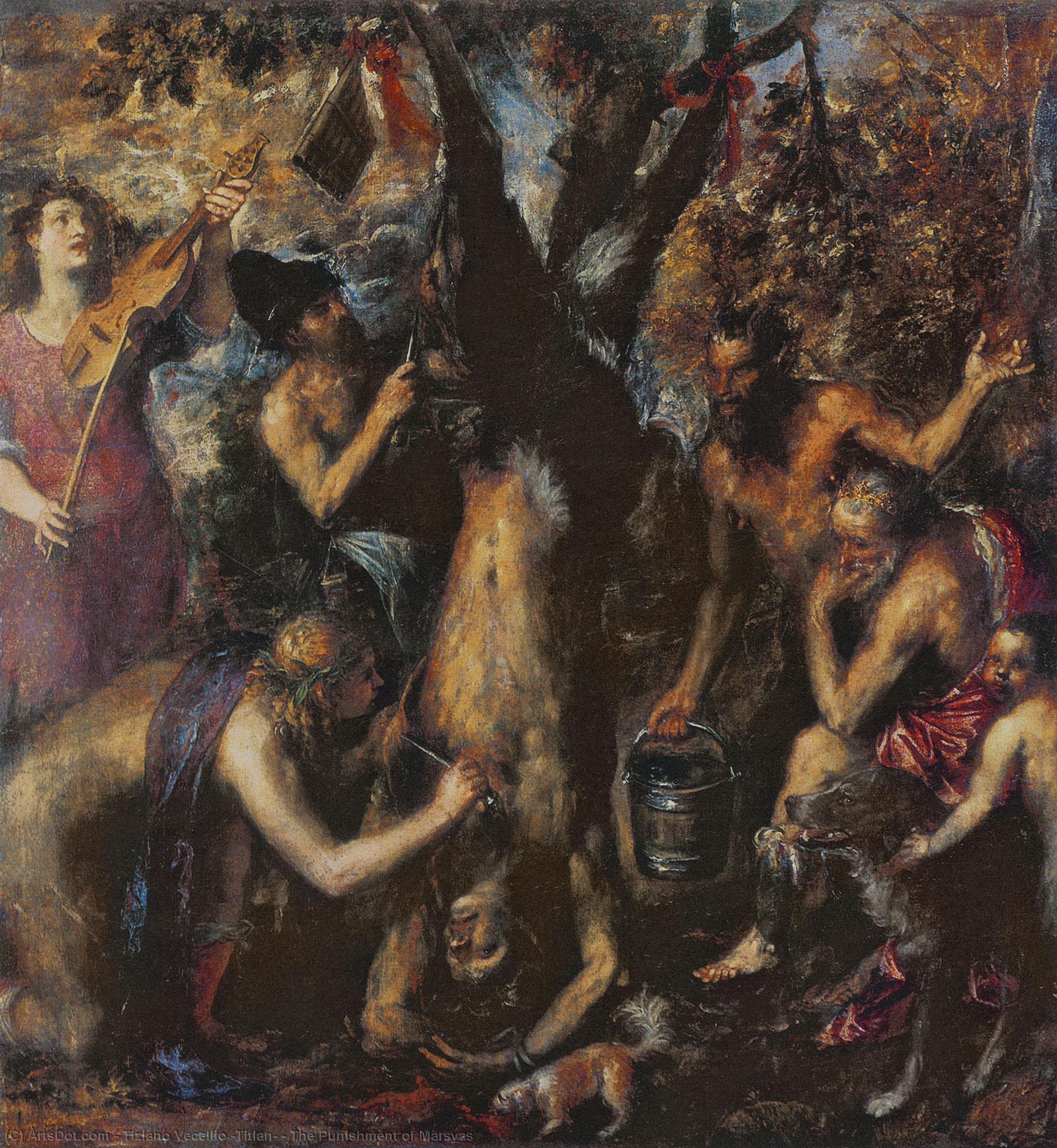 Wikioo.org – La Enciclopedia de las Bellas Artes - Pintura, Obras de arte de Tiziano Vecellio (Titian) - el castigo de marsyas